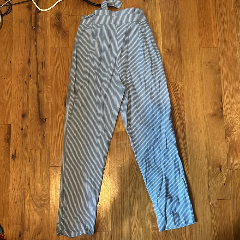 100% Cotton lightweight blue and white stripe nautical pants - Picture 4 of 5